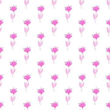 Flower cute seamless pattern. Hand drawn field background. Illustrazione stock