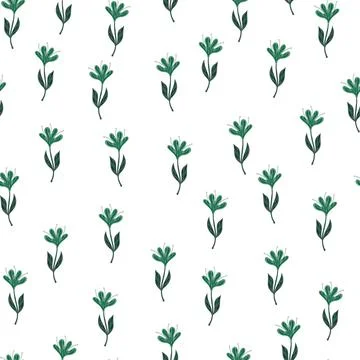 Flower cute seamless pattern. Hand drawn field background. Stock Illustration