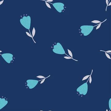 Flower cute seamless pattern. Hand drawn field background. Stock Illustration