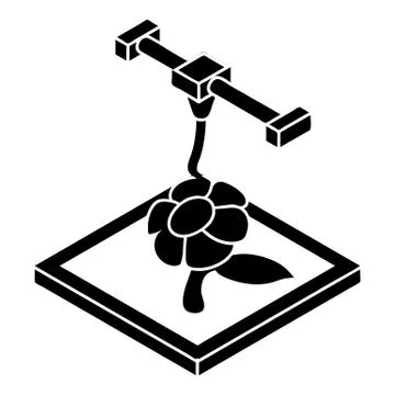 Flower d printing icon, simple style 库存插图