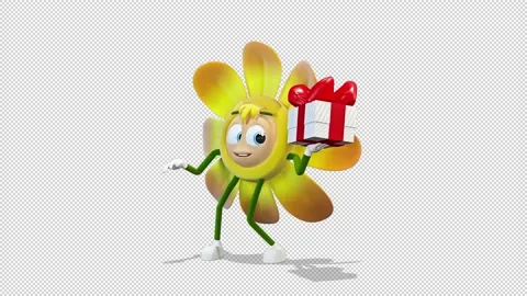 Flower dancing with a gift box 库存影片 166994221