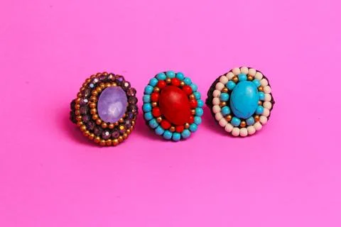 Flower decorated ring Stock Photos