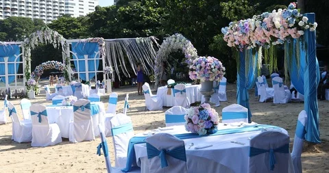 Flower Decoration at Beach Stock Footage 98014053