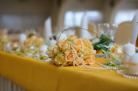 Flower decoration on table Stock Photos