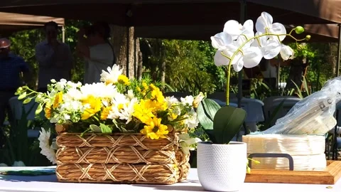 Flower Decorations Ceremony Outside Stock Footage 237398770