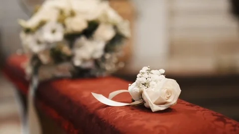 Flower decorations on the wedding tables. Stock Footage 93320847