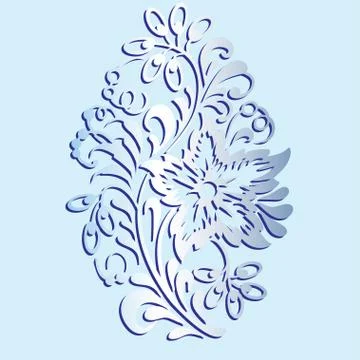 Flower design element isolated on blue background. Floral pattern. Vector  Stock Illustration