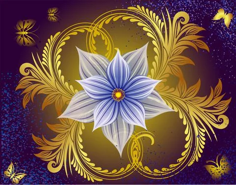 Flower Design on purple Background Stock Illustration