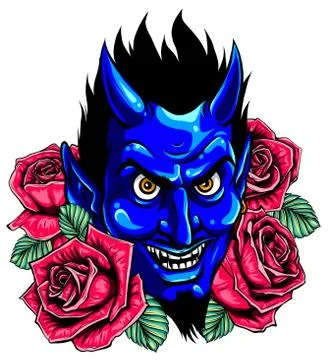 Flower with devil face. Vector illustration. image design Stockillustratie