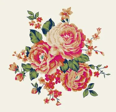 Flower Digital textile Print Manually illustrated for textile Branding Stock Illustration