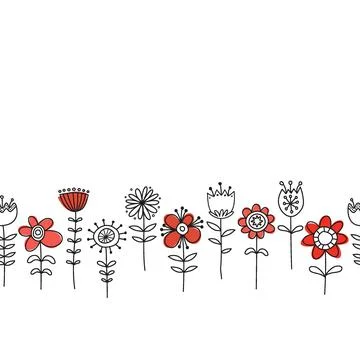 Flower Doodle Border Stock Illustration