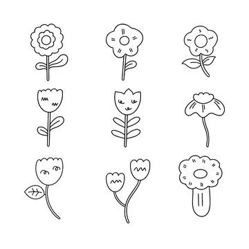 Flower doodle line vector illustration Stock Illustration