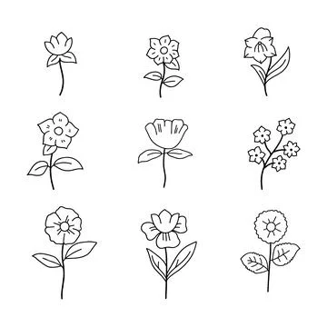 Flower doodle line vector illustration Illustrazione stock