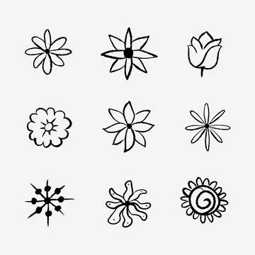 Flower doodle line vector illustration Stock Illustration