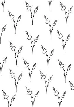 Flower doodle pattern. Black and white botany pattern Stock Illustration