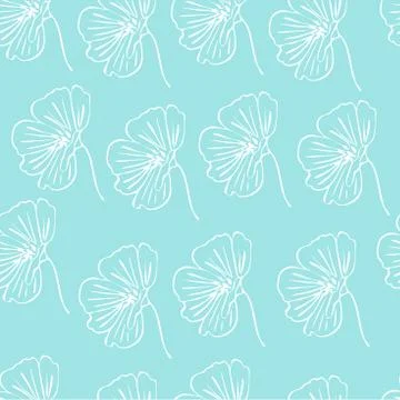 Flower doodle seamless pattern drawn in outline for coloring or Stock Illustration