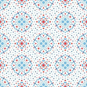 Flower Dot Pattern Blue Red Boho Stock Illustration