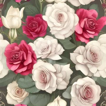 Flower draw seamless random pattern. floral abstract background. modern des.. イラスト素材