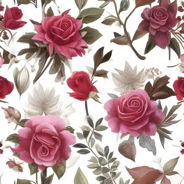 Flower draw seamless random pattern. floral abstract background. modern des.. Stock Illustration