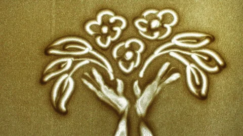 Flower -  Drawing In The Sand Video stock 33807598