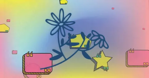 Flower drawing tracing stem quote bubbles sliding oval expanding shapes floating Video stock 311495100