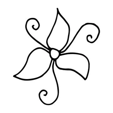 Flower drawing. Vector hand-drawn doodle illustration Stock Illustration