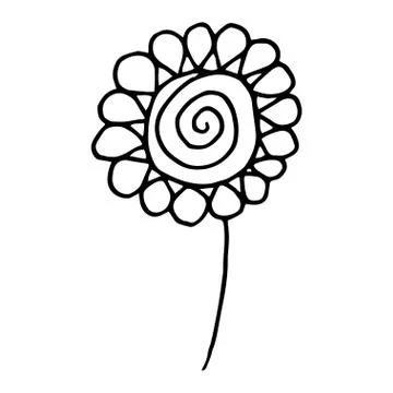 Flower drawing. Vector hand-drawn doodle illustration Stock Illustration