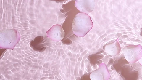 Flower drop into water  ripple waves spa treatment beauty routine Stock Footage 256225070