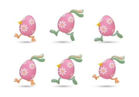Flower easter eggs run set Stock Illustration