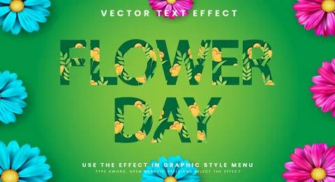 Flower editable text effect Template Stock Illustration