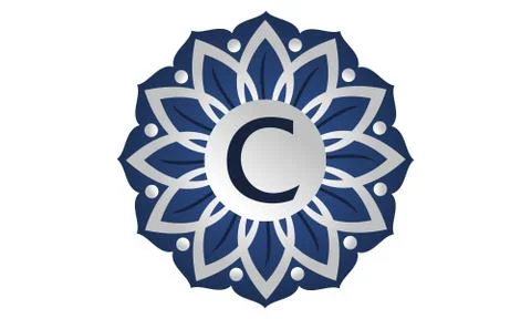 Flower Elegant icon Initial C Illustrazione stock
