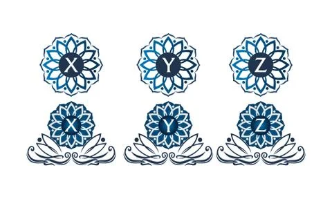 Flower Elegant Template Set Stock-Illustration