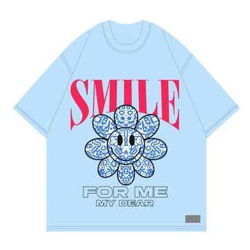Flower emote design doodle abstract design for clothing merch Stock Illustration