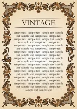 Flower empty frame vintage Stock Illustration