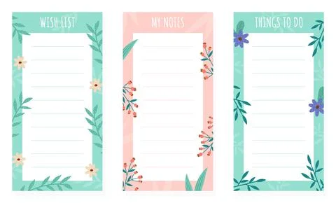 Flower Empty Note Card Design with Blooming Flora Vector Template Stock Illustration