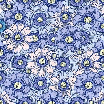 Flower field pattern. Flower Power. Hippie pattern of the sixties. Stock Illustration