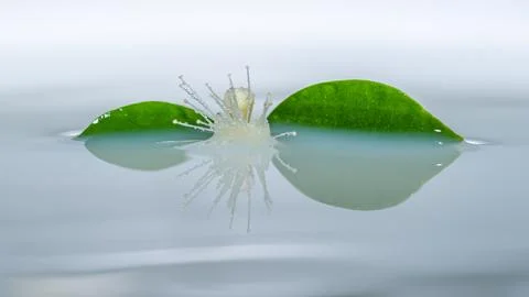 Flower floating on water with reflection Stock Photos