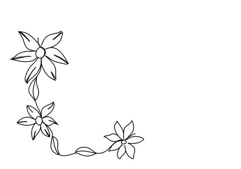 Flower floral corner frame, one line drawing vector illustration. 스톡 일러스트