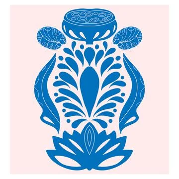 Flower. Folk-style pattern, symmetrical, detailed vector element. Rustic, Sca イラスト素材
