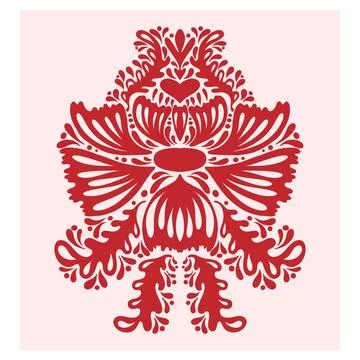 Flower. Folk-style pattern, symmetrical, detailed vector element. Rustic, Sca 库存插图
