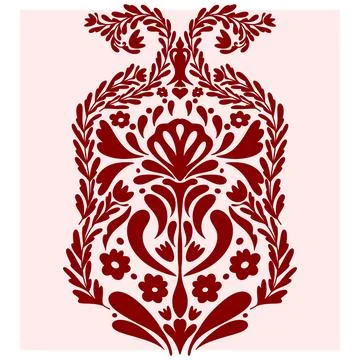 Flower. Folk-style pattern, symmetrical, detailed vector element. Rustic, Sca Illustrazione stock