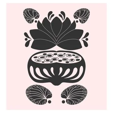 Flower. Folk-style pattern, symmetrical, detailed vector element. Rustic, Sca イラスト素材