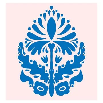 Flower. Folk-style pattern, symmetrical, detailed vector element. Rustic, Sca Illustrazione stock