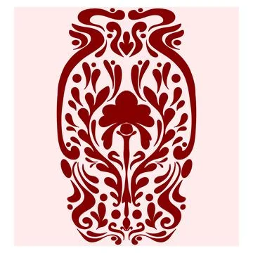 Flower. Folk-style pattern, symmetrical, detailed vector element. Rustic, Sca Stock Illustration