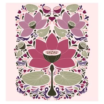 Flower. Folk-style pattern, symmetrical, detailed vector element. Rustic, Sca イラスト素材
