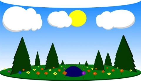 Flower Forest Glade. Vector. EPS10. Stock Illustration