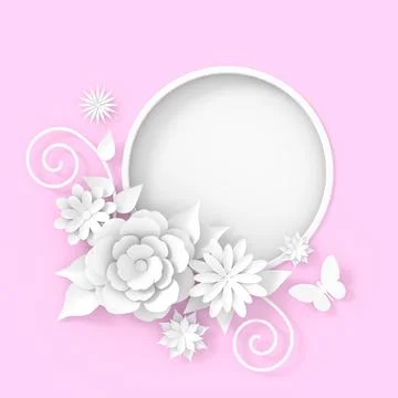 Flower frame background design. 3D rendering. Stock Illustration
