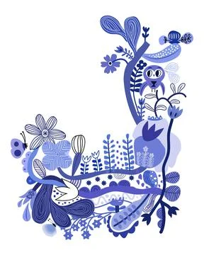 Flower frame Corner Border element Stock Illustration