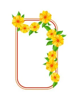 Flower frame with daisy. Decor with beautiful decorative summer flowers. Stock Illustration