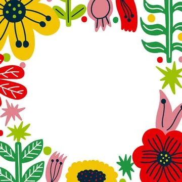 Flower frame flat design decoration style. Border floral. Stock Illustration